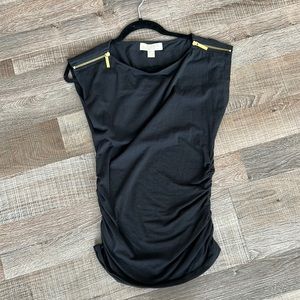 Michael Kors Sleeveless Cotton T shirt Ruched Sides